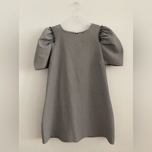 Zara Black & White Mini Puff Sleeve Check Dress